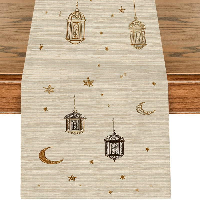 Chemin de table ramadan motifs lanterne lune étoiles