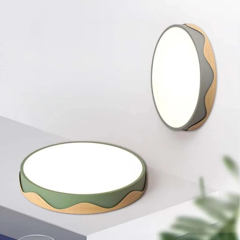 Plafonnier LED nordique moderne Macaron rond rond bord géométrique plafonniers salon chambre Luminaire décoratif d'intérieur - vue 3 sur 18