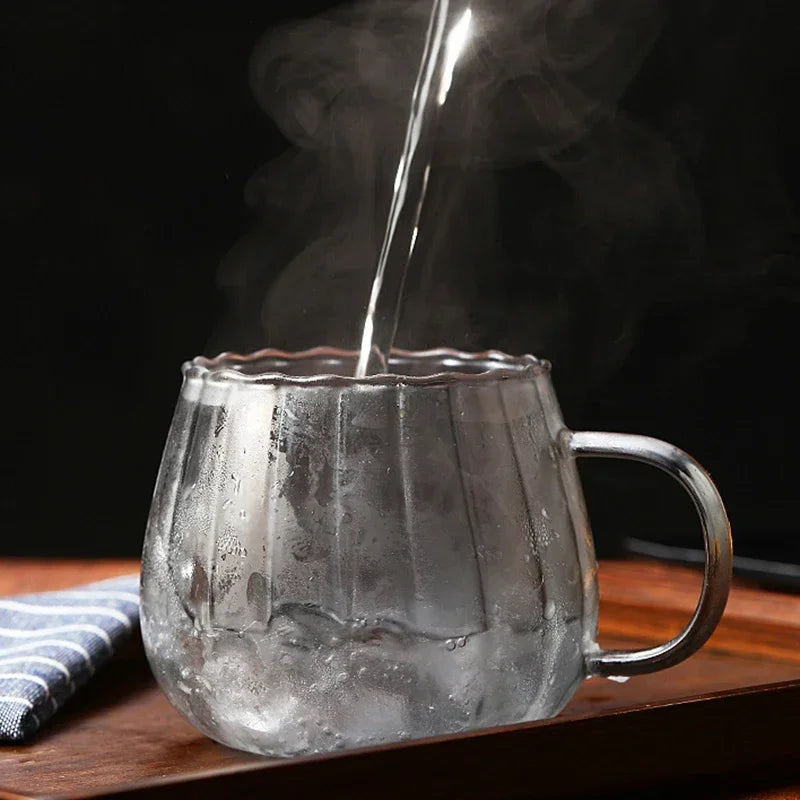 Tasse café verre borosilicate rayures créatives 400 ml - vue 6 sur 7