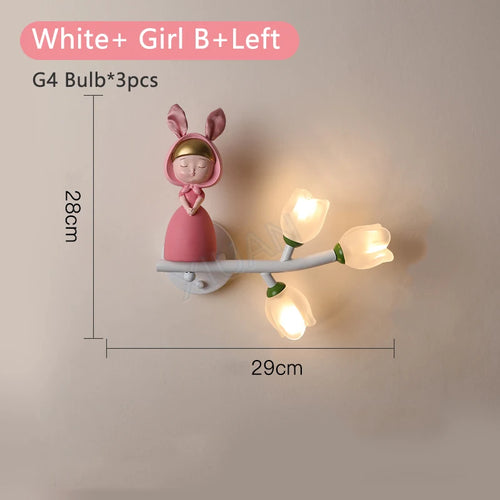 applique murale led g4 fille lapin fleur pour enfants - vue 17 sur 22