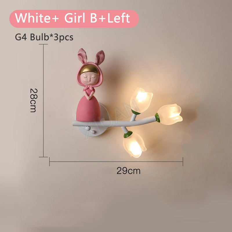 applique murale led g4 fille lapin fleur pour enfants - vue 16 sur 22