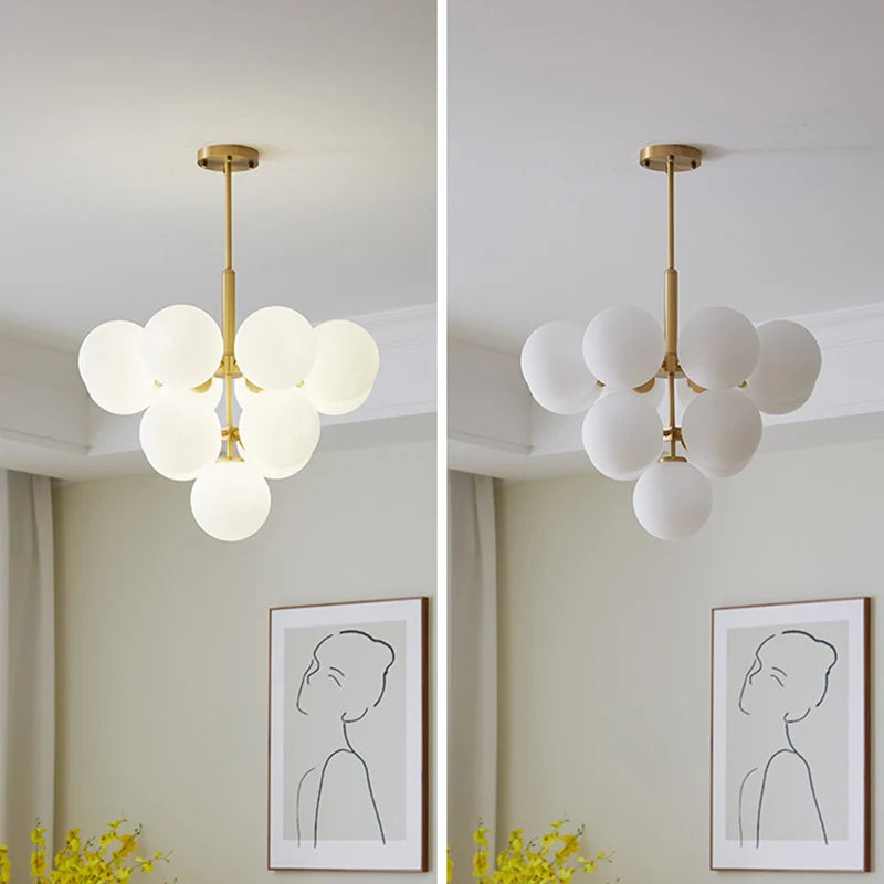 suspension LED design nordique en boule de verre