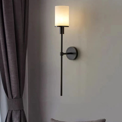 applique murale en marbre naturel avec ampoule en laiton - vue 3 sur 8