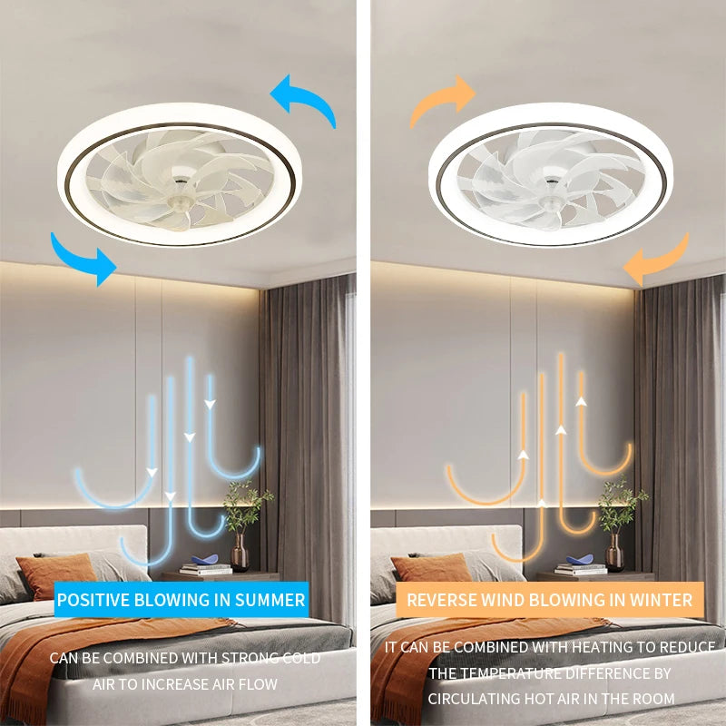 ventilateur intelligent avec lumières et télécommande décoratif - vue 5 sur 9