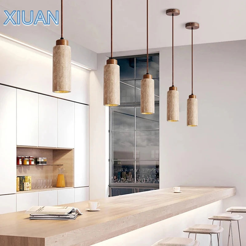 lustre led en pierre de grotte style wabi-sabi