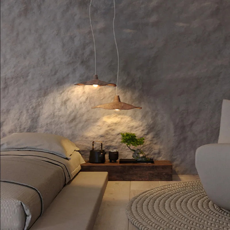 Vintage Wabi Sabi vent suspension lustre japonais pour café Loft lustre salle à manger décor à la maison chambre lampe de chevet