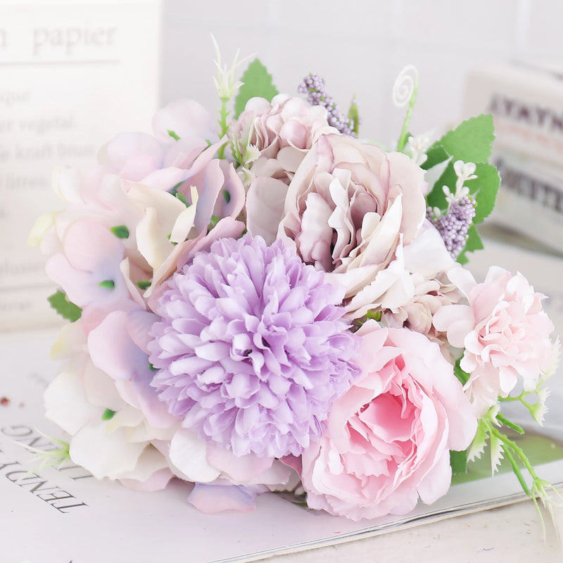 fleurs artificielles soie pivoine hortensia décoration mariage bouquet