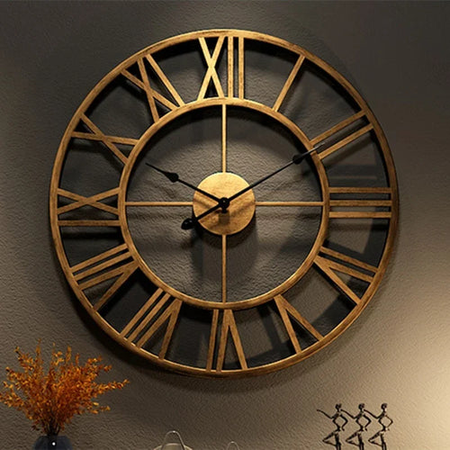 horloge murale décorative 3d moderne style rétro romain silencieuse en métal - vue 6 sur 9