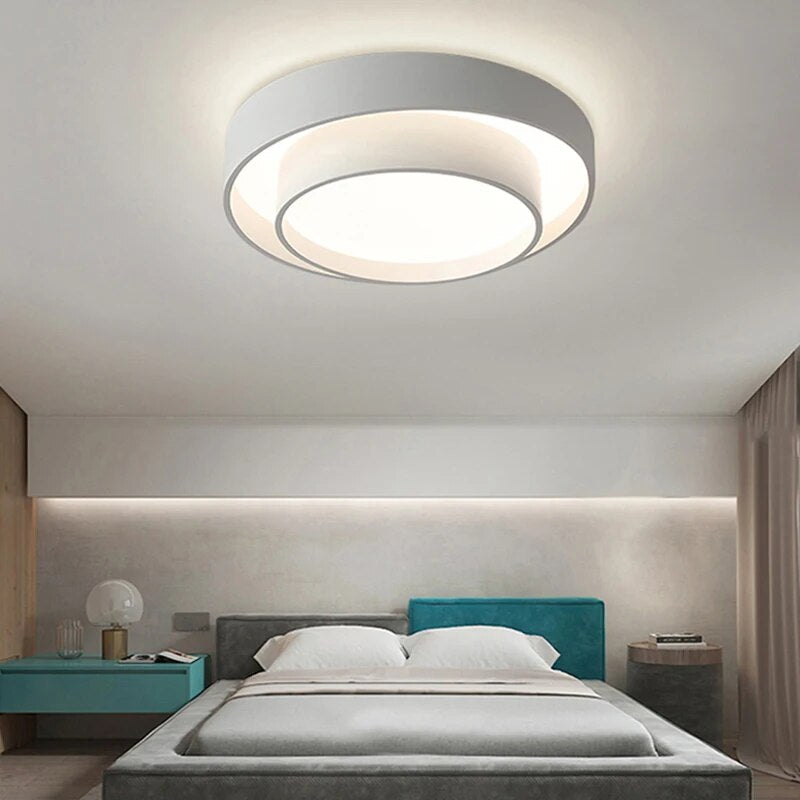 Plafonnier moderne led minimaliste blanc double rond - vue 4 sur 18