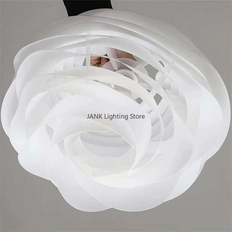 lustre design danois romantique acrylique pétale éclairage white rose - vue 5 sur 8