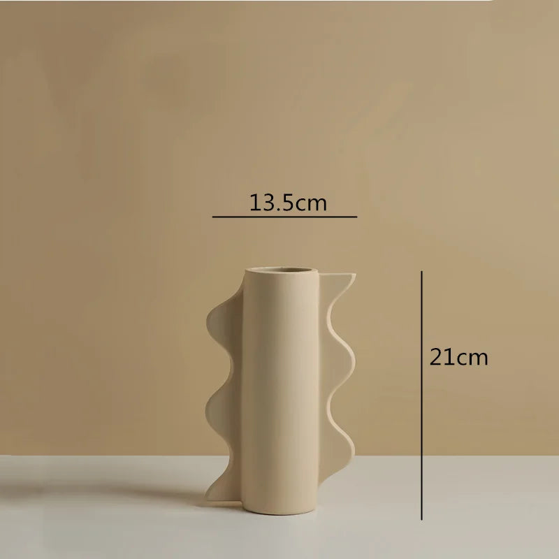 vase en céramique géométrique pour arrangements floraux artisanaux - vue 11 sur 11