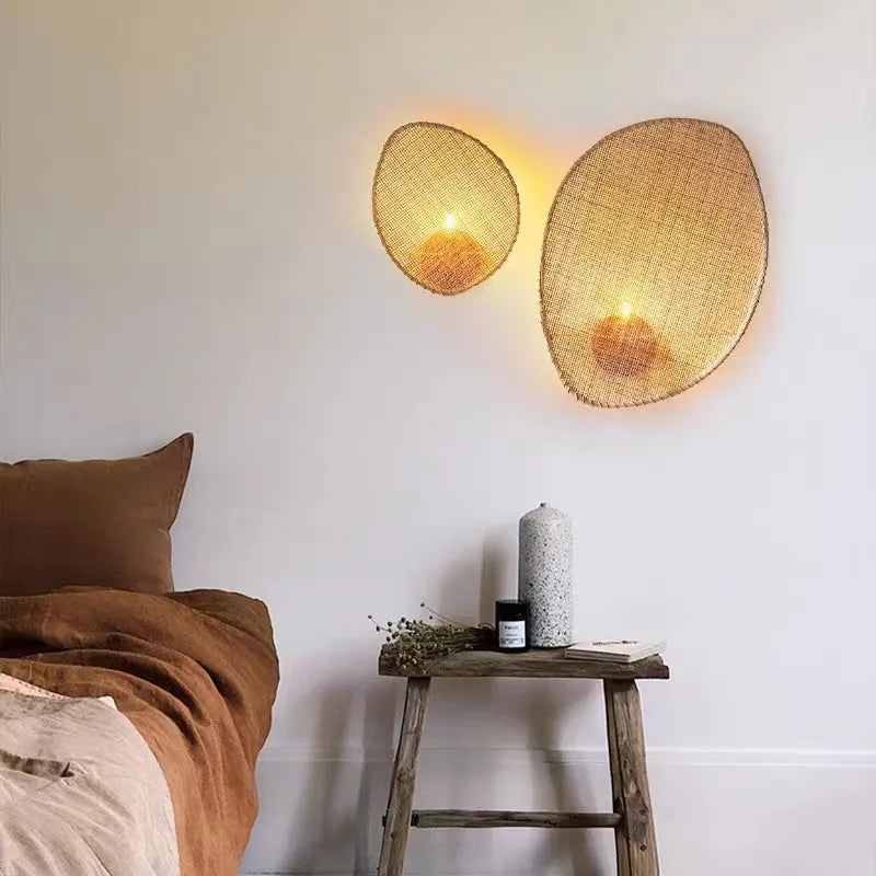 applique murale wabi sabi en rotin tissé pour décoration japonaise - vue 4 sur 15