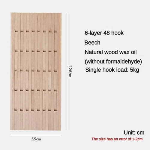 porte-manteau mural en bois pour vêtements et clés - vue 19 sur 18
