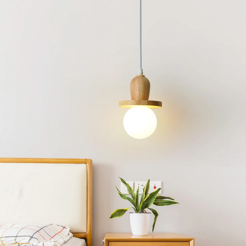 lustre en bois solide style nordique avec trois têtes - vue 5 sur 10
