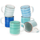 Service café thé céramique 6 tasses spirales peintes