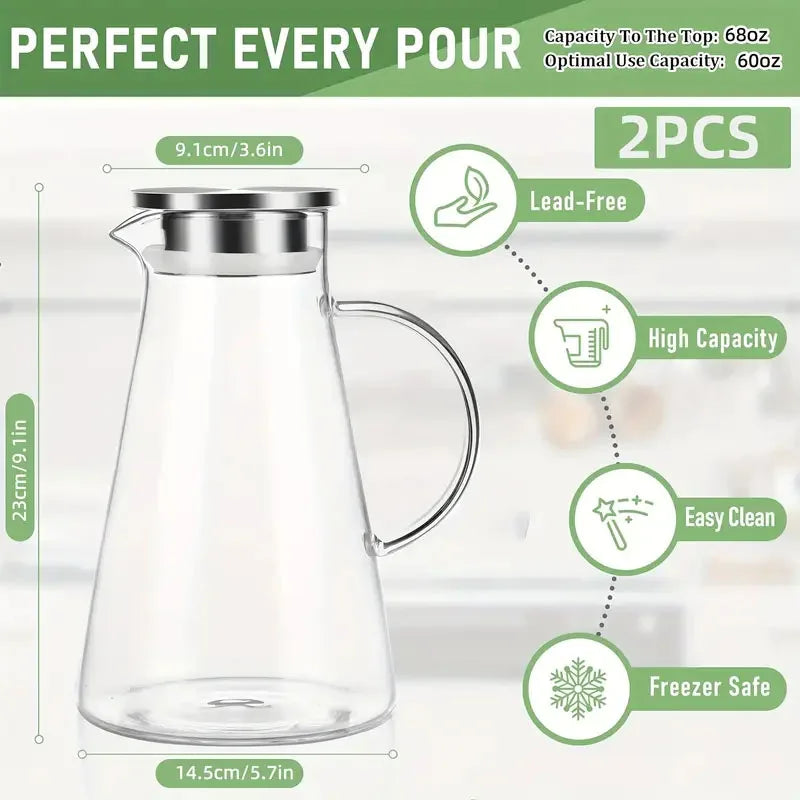 Lot bouteilles 2l verre borosilicate style becher