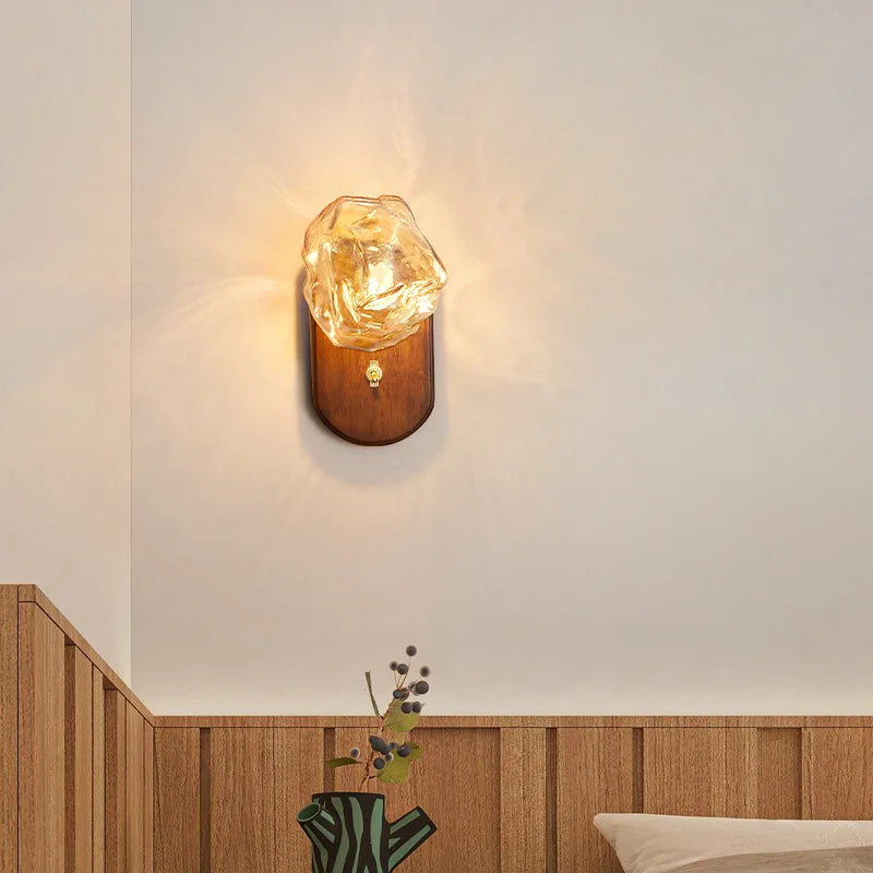 applique murale led style moderne avec interrupteur en bois - vue 3 sur 9