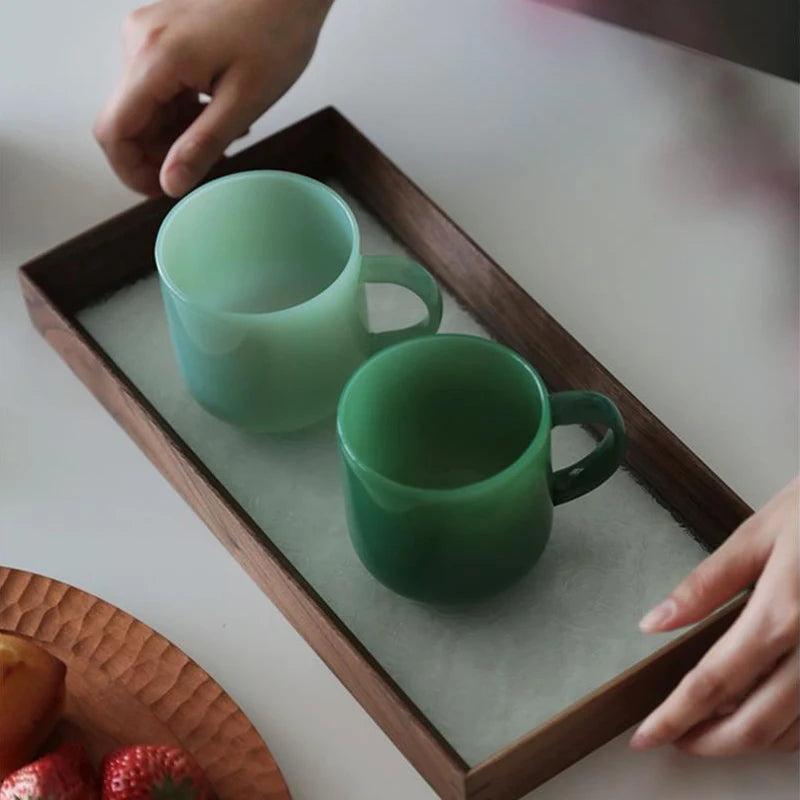 Tasse verre borosilicate retro style saphir resistante chaleur - vue 3 sur 7