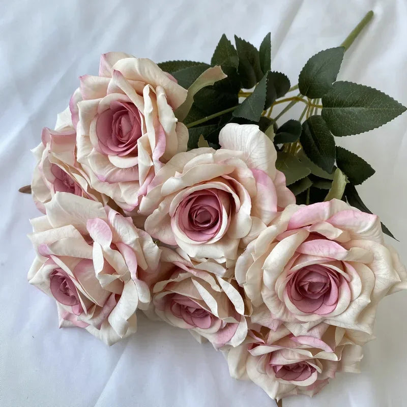 bouquet de roses artificielles en soie pour décoration intérieure - vue 12 sur 17