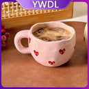 Tasse ceramique coeur amour peinte main anse cadeau