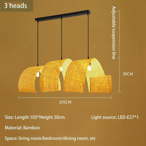 lustre en bambou style japonais pour décoration zen asiatique - vue 8 sur 11