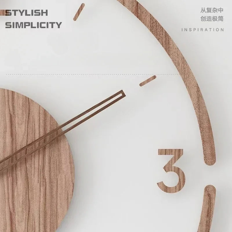montre murale luxe en bois design moderne silencieuse quartz créative - vue 5 sur 11