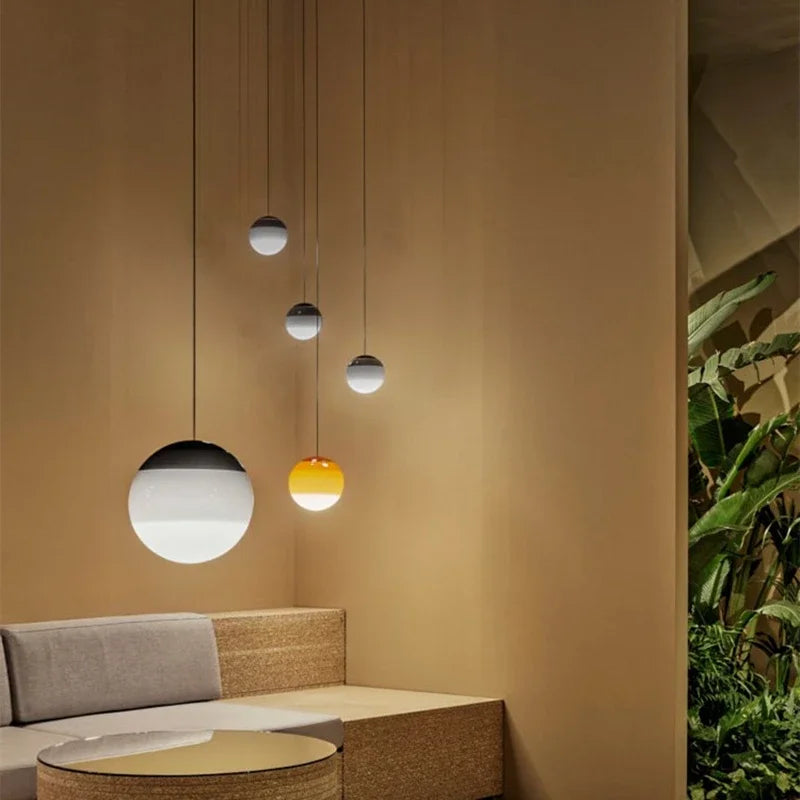 Nordic Minimalist Color Gradient Glass Dome Pendant Lamps Restaurant Coffee Shop Children's Room Window Display Decor Led Light