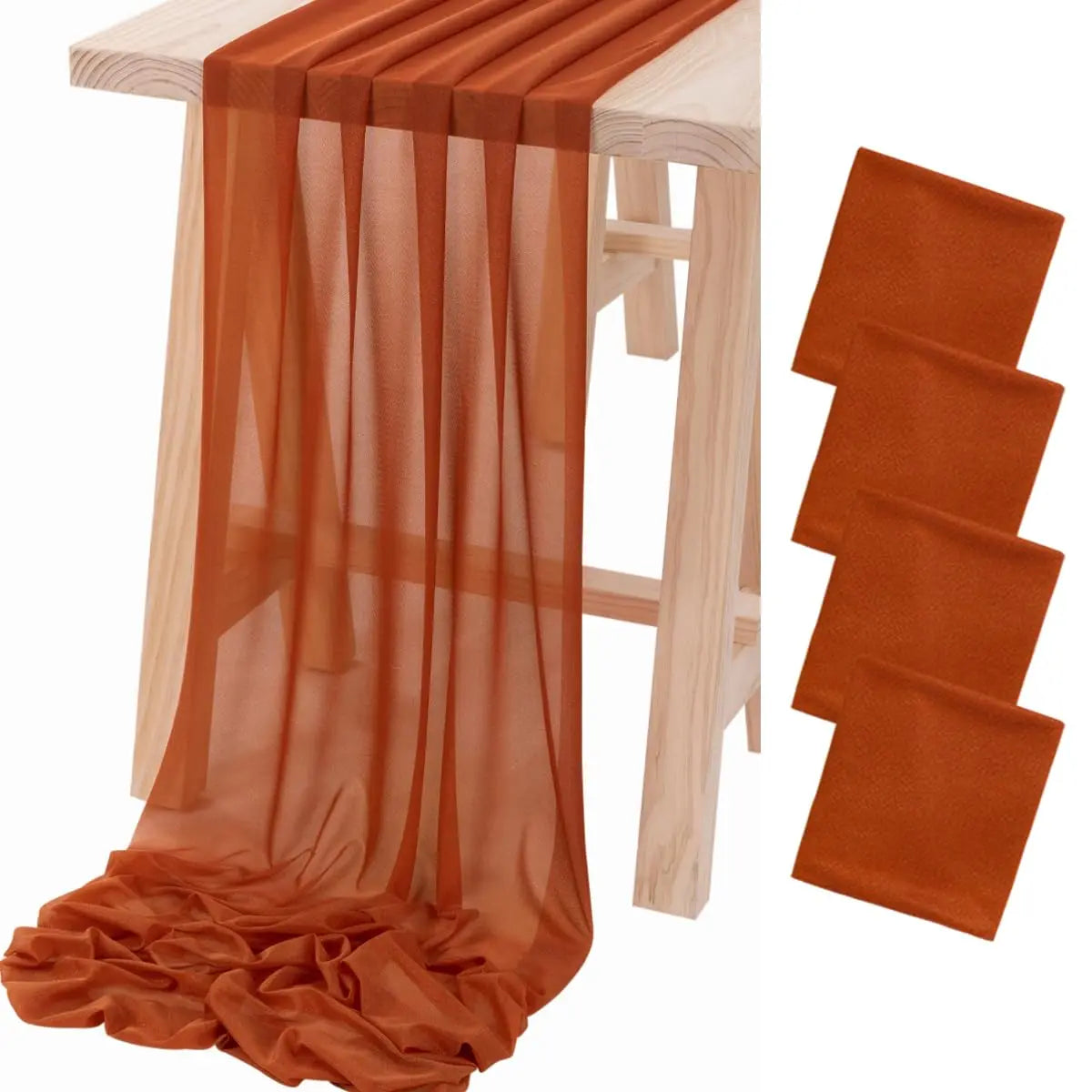 Chemin de table mousseline transparente style boheme couleur - vue 2 sur 7