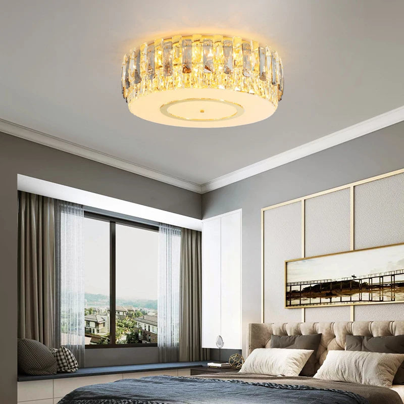 plafonnier led dimmable en verre de cristal rond moderne - vue 3 sur 11