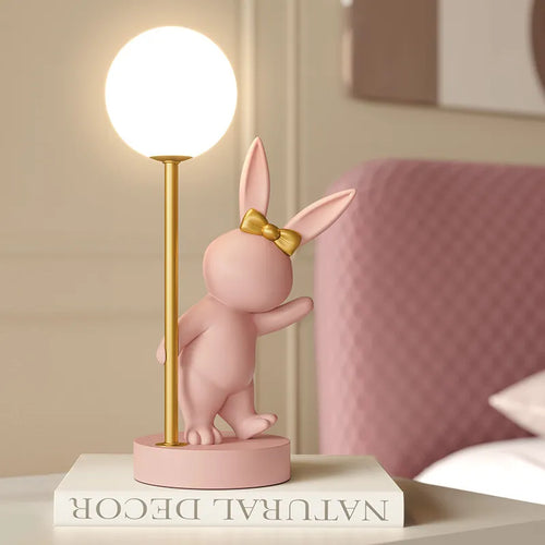 Lampe de Table en forme de lapin rose nordique