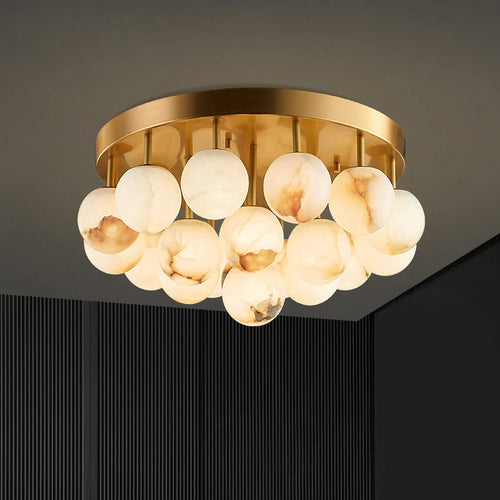 lustre à bulles en marbre or et noir design moderne pour intérieur - vue 2 sur 14