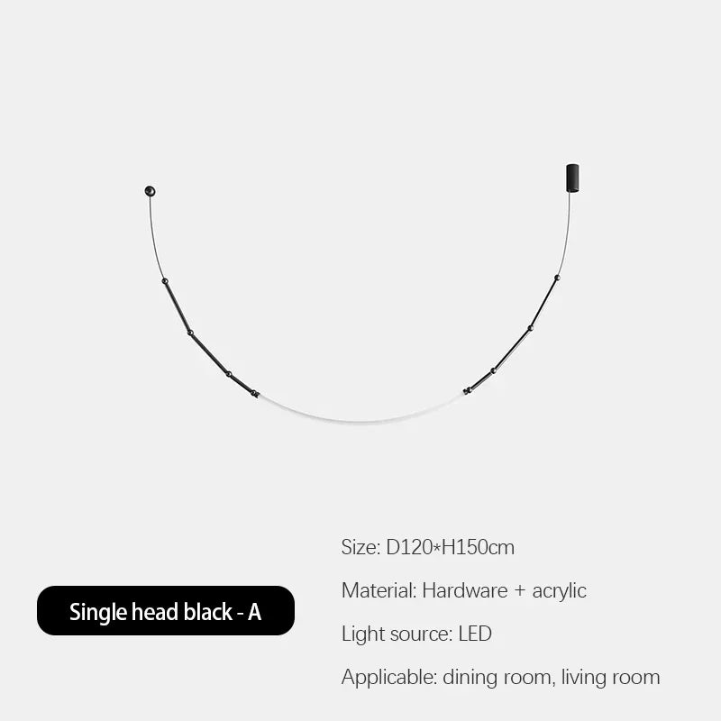 lustre moderne en bambou fer et silicone avec lumières led - vue 7 sur 17