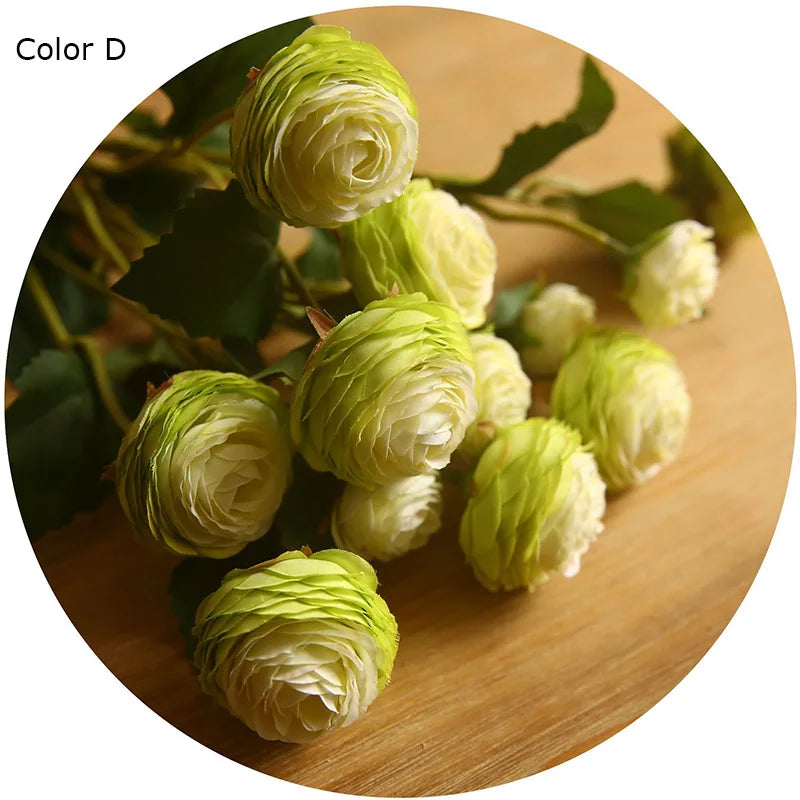 fleurs artificielles en soie roses et renoncules pour décoration de mariage - vue 11 sur 13