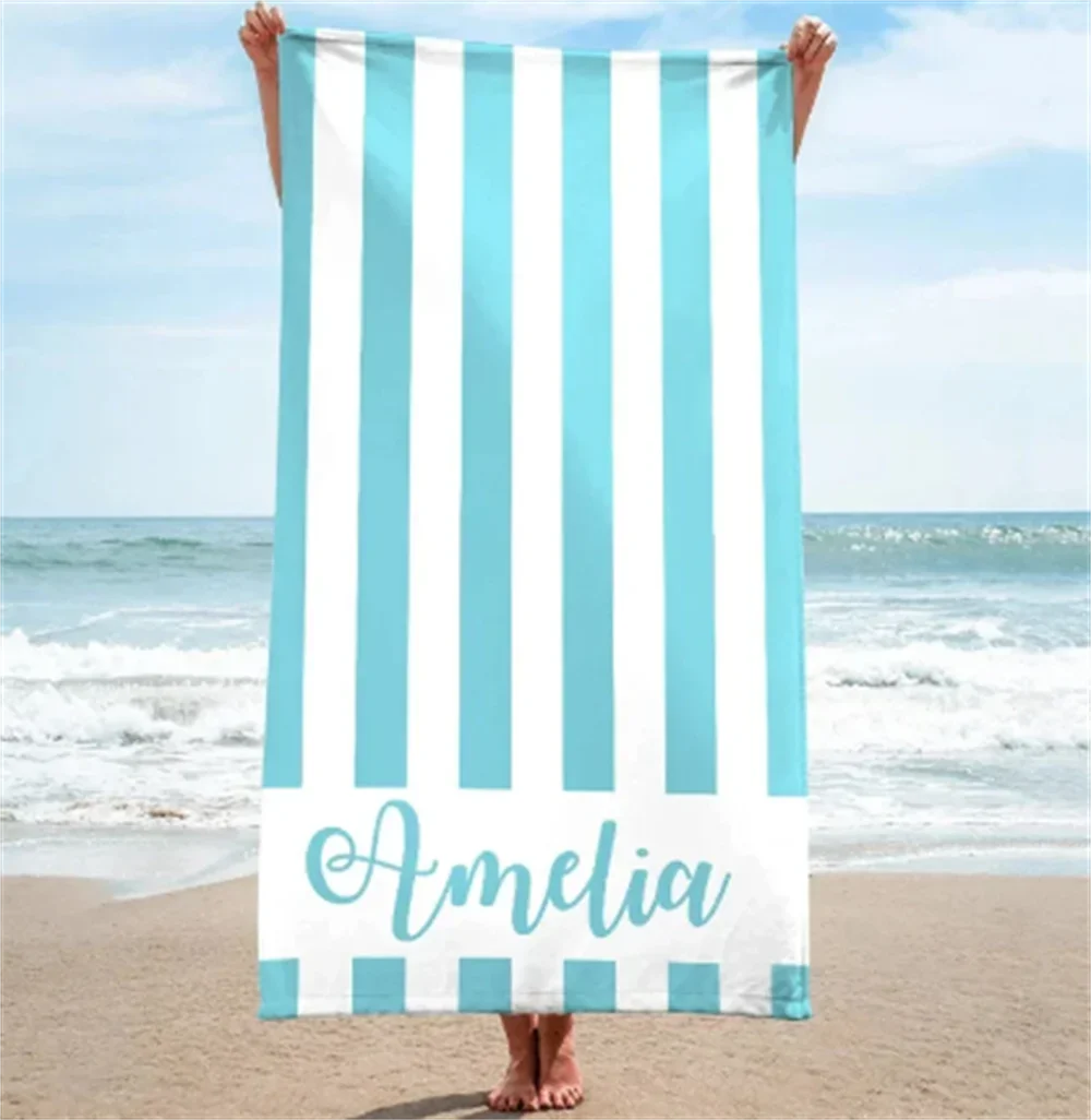 serviette de plage rayée personnalisée microfibre absorbante - vue 3 sur 5