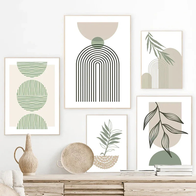 décoration murale abstraite boho géométrique en toile moderne - vue 4 sur 7