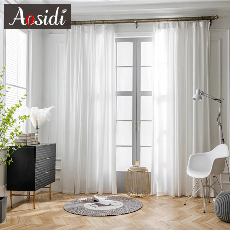 Voilage tulle froissé léger pour salon et chambre