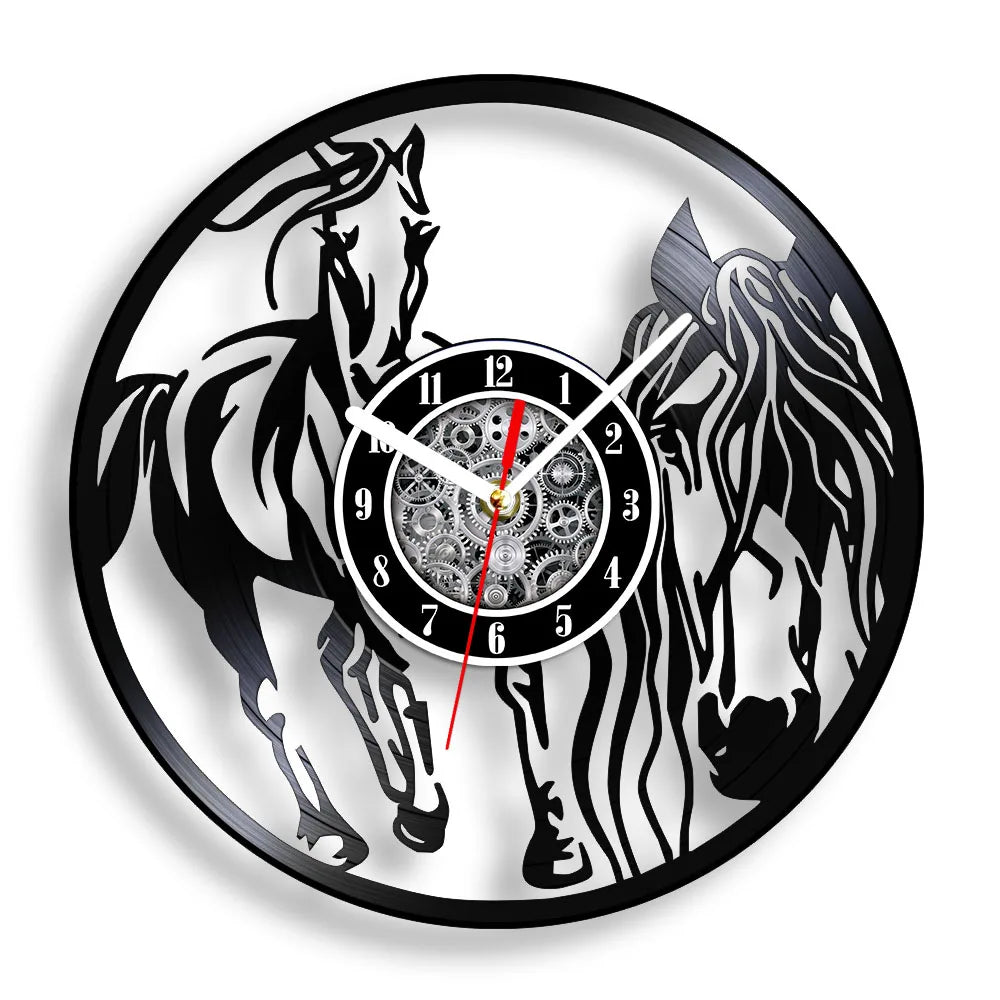 horloge murale vinyle cheval décoration équestre artisanale cadeau unique - vue 23 sur 22