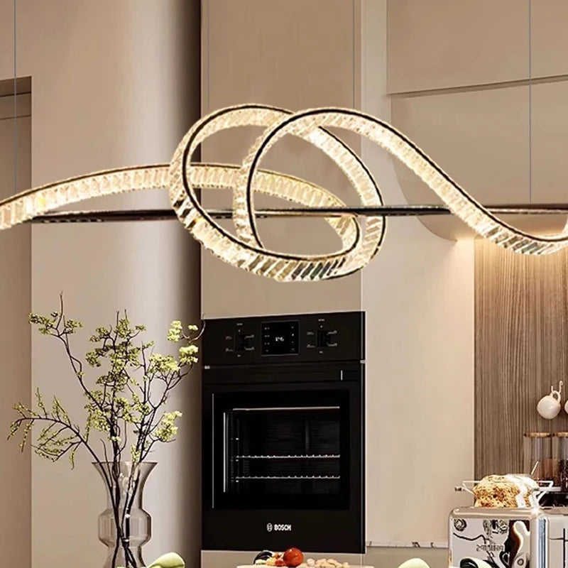 lustre moderne design cristal pour salle à manger éclairage intérieur - vue 5 sur 7