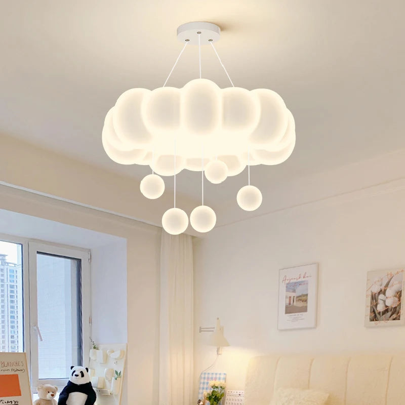 lustre moderne nuages romantique pour chambre enfant décoration intérieur - vue 4 sur 12