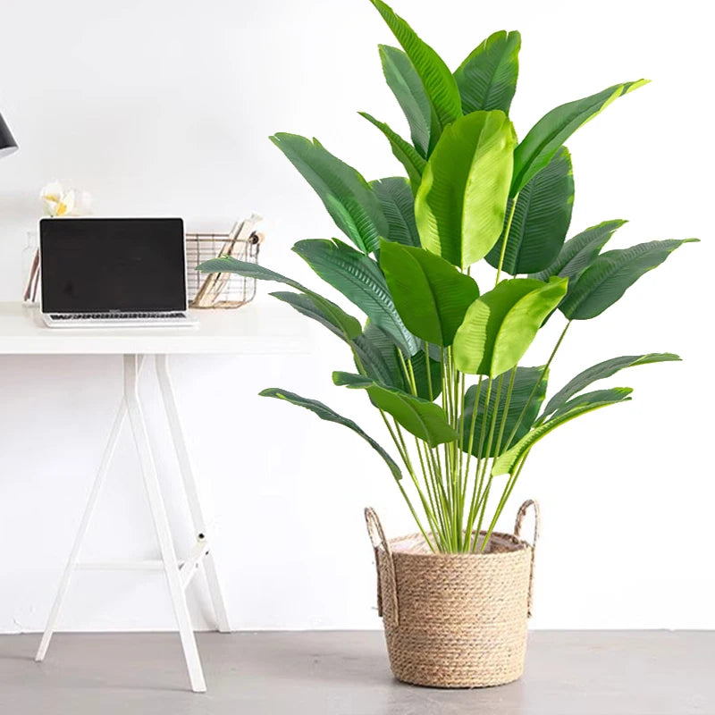 grand palmier tropical avec feuilles de bananier et strelizia en plastique - vue 4 sur 6