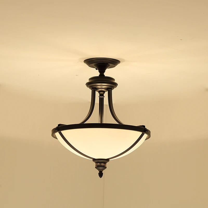 lustre led style campagnard américain en fer forgé et verre