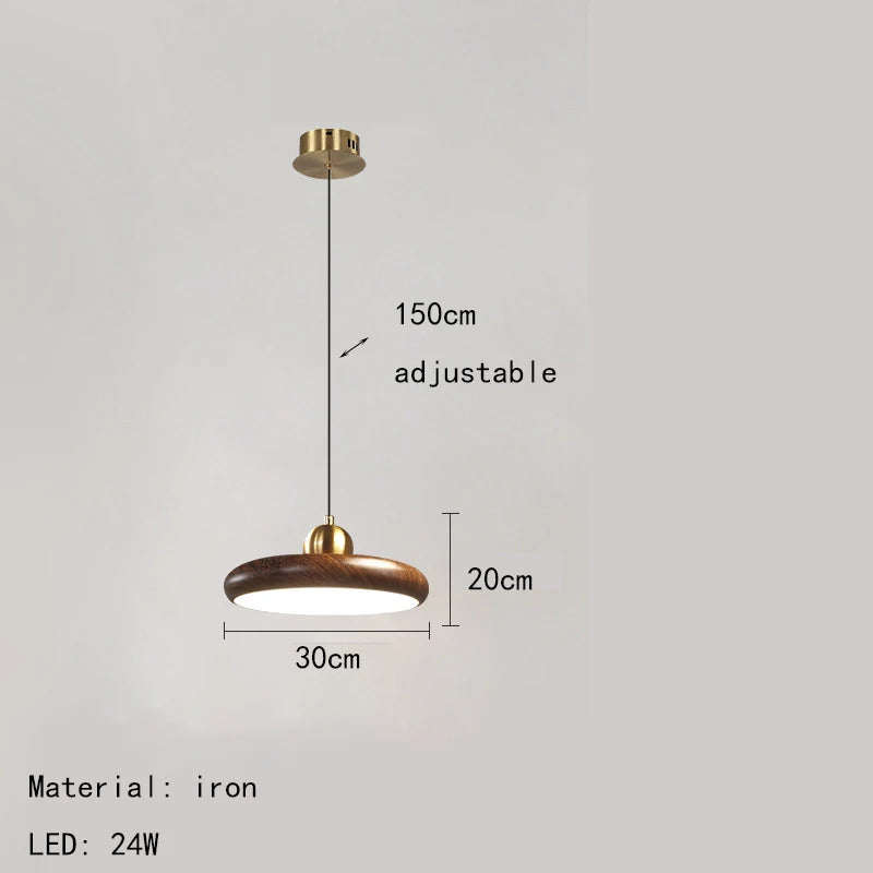 lustre en fer imitation grain de bois luminaires suspendus variables - vue 7 sur 7