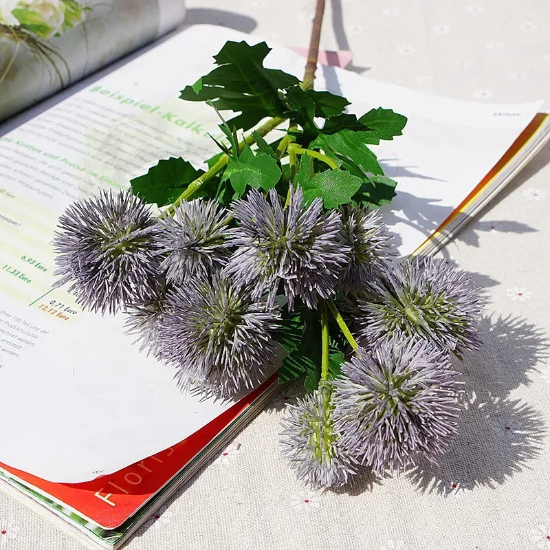fleurs artificielles en boule de ginseng décoratives en plastique - vue 7 sur 7