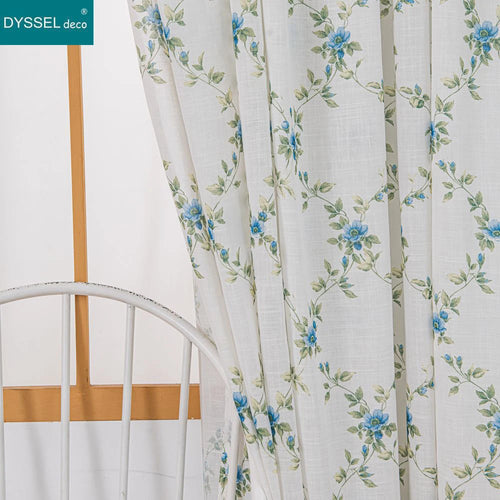 Rideau voile transparent motif floral style moderne salon - vue 6 sur 8