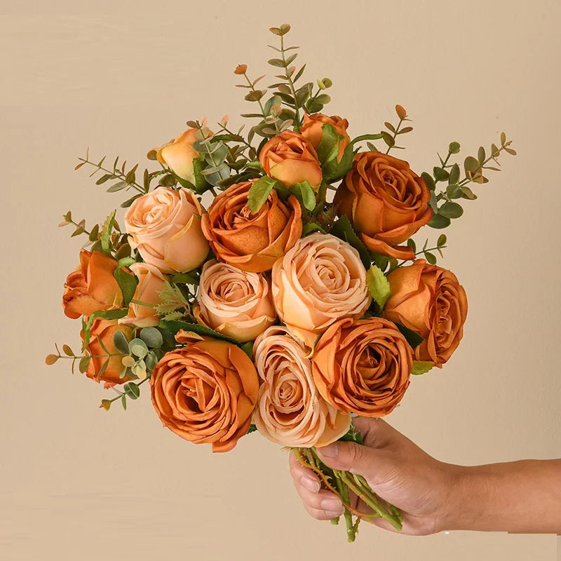 bouquet de roses artificielles en soie pour décoration intérieure mariage - vue 3 sur 9