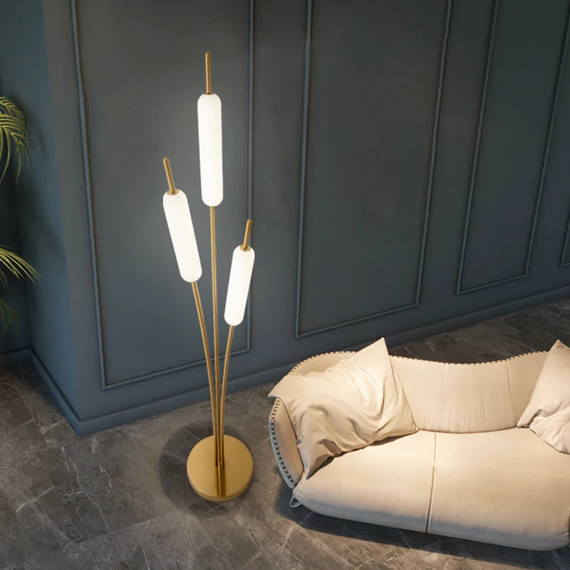 Lampe sur pied nordique à 3 têtes en forme d'oreille de blé - vue 7 sur 8