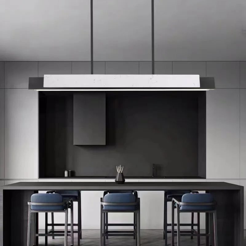 Lustre design style marbre moderne de luxe minimaliste longue bande - vue 6 sur 8