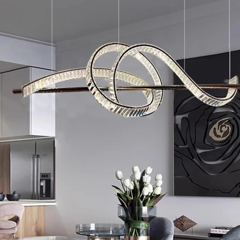 lustre moderne design cristal pour salle à manger éclairage intérieur - vue 3 sur 7