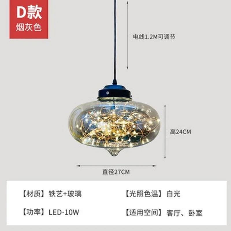 lustre nordique étoilé en verre pour décoration moderne - vue 15 sur 24