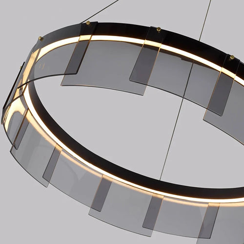 lustre moderne nordique en verre fumé led suspendu